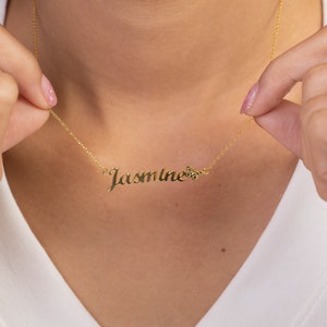 Jasmine Name Necklace, Personalized Name Necklace, Custom Name Jewelry, Name Necklace for Women, Layering necklace image 1