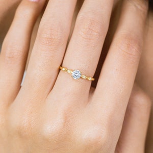 Diamond Engagement Ring, April Birthstone Ring, Diamond Anniversary Ring, 14k Gold Unique Promise Ring, Wedding Ring image 5