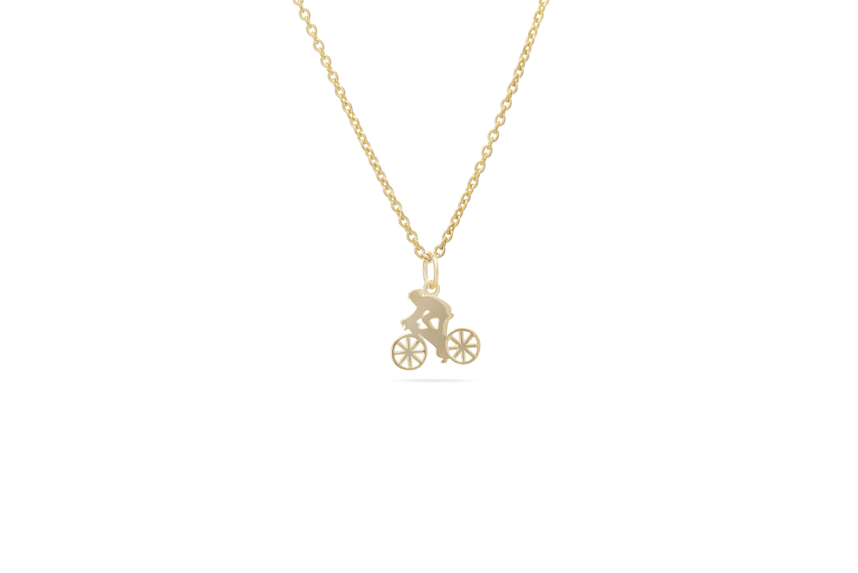 Bike Gold Pendant Necklace in Pearl