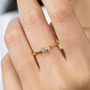 Diamond Engagement Ring, 14k Solid Gold Diamond Wedding Ring, Diamond Promise Ring, Anniversary Ring image 1