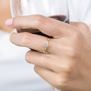 Diamond Engagement Ring, April Birthstone Ring, Diamond Anniversary Ring, 14k Gold Unique Promise Ring, Wedding Ring image 8