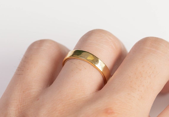 4.0MM Men Plain Band Classic Wedding Bands for Men 14K Solid