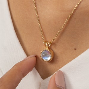 3.0 CT Moonstone Necklace, June Birthstone Necklace Gift for Women, Layering Necklace, Bridal Jewelry image 7