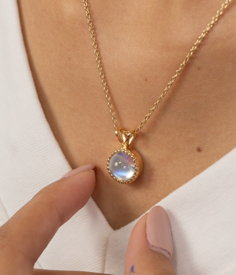 3.0 CT Moonstone Necklace, June Birthstone Necklace Gift for Women, Layering Necklace, Bridal Jewelry image 7