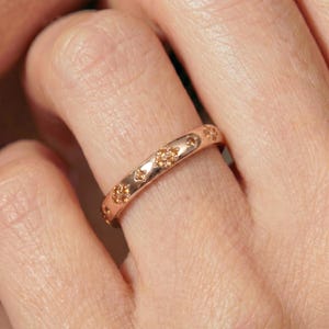 Dainty Gold Citrine Band Ring | Stackable Eternity | Delicate Champagne Gemstone Wedding Band | Anniversary Gift for Her | Vintage Style
