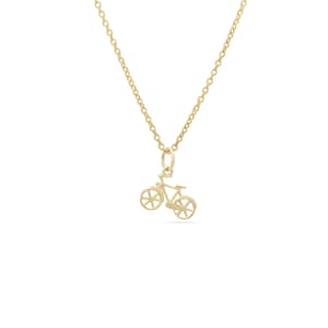 Fahrrad-Halskette, 14K Solid Gold Zierliche Fahrrad-Anhänger-Halskette, Minimalistische Radfahrer-Halskette, Geschenk für Radfahrer, Geschenk zum Valentinstag