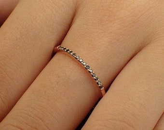 Black Diamond Stackable Band, 14k Solid Gold Thin Dainty Band, Dainty Black Diamond Bridal Band, Delicate Gift for Her