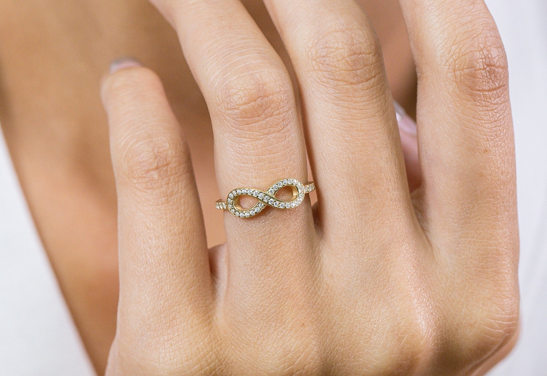 Diamond Infinity Ring: 14K Solid Gold Wedding Band - Etsy