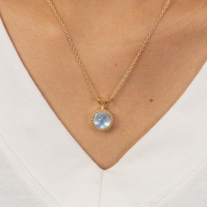 3.0 CT Moonstone Necklace, June Birthstone Necklace Gift for Women, Layering Necklace, Bridal Jewelry image 1