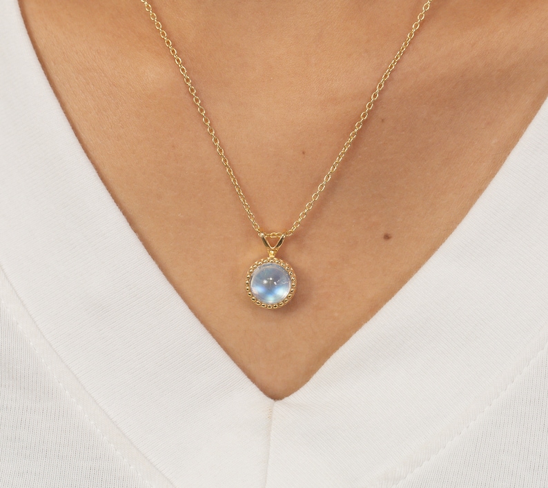 3.0 CT Moonstone Necklace, June Birthstone Necklace Gift for Women, Layering Necklace, Bridal Jewelry image 1