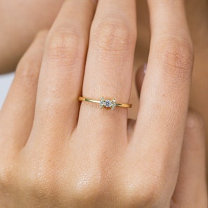 Diamond Engagement Ring, 14k Solid Gold Diamond Wedding Ring, Diamond Promise Ring, Anniversary Ring image 3
