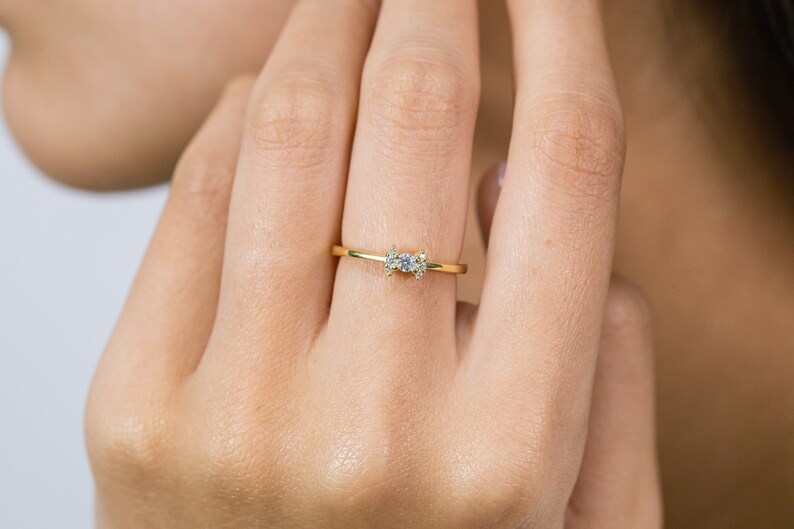 Diamond Engagement Ring, 14k Solid Gold Diamond Wedding Ring, Diamond Promise Ring, Anniversary Ring image 3