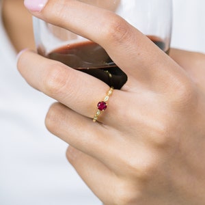 14k Gold Ruby and Diamond Ring: July Birthstone Promise Ring - Etsy