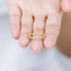 Diamond Engagement Ring, April Birthstone Ring, Diamond Anniversary Ring, 14k Gold Unique Promise Ring, Wedding Ring image 3