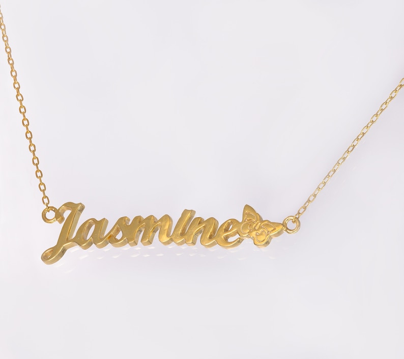 Jasmine Name Necklace, Personalized Name Necklace, Custom Name Jewelry, Name Necklace for Women, Layering necklace image 4