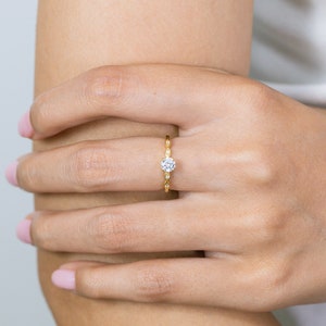 Diamond Engagement Ring, April Birthstone Ring, Diamond Anniversary Ring, 14k Gold Unique Promise Ring, Wedding Ring image 7