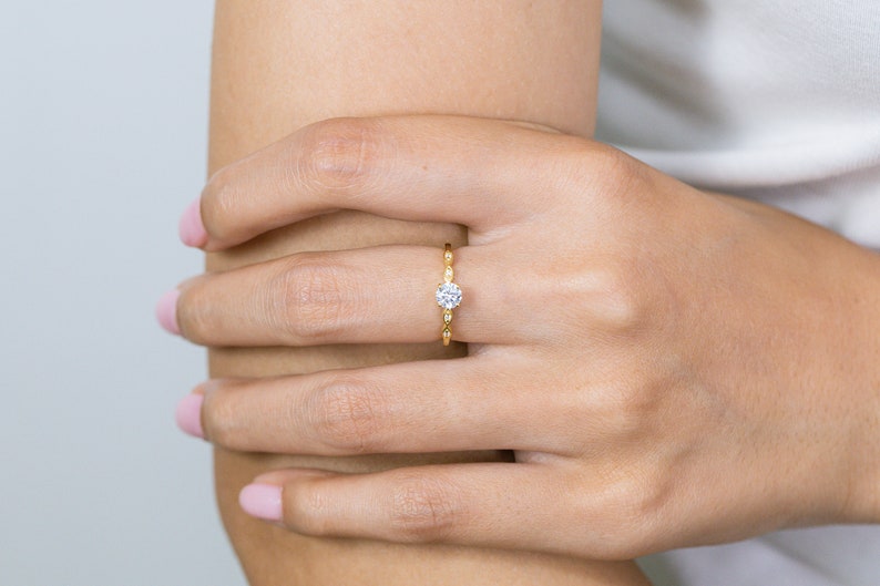 Diamond Engagement Ring, April Birthstone Ring, Diamond Anniversary Ring, 14k Gold Unique Promise Ring, Wedding Ring image 7