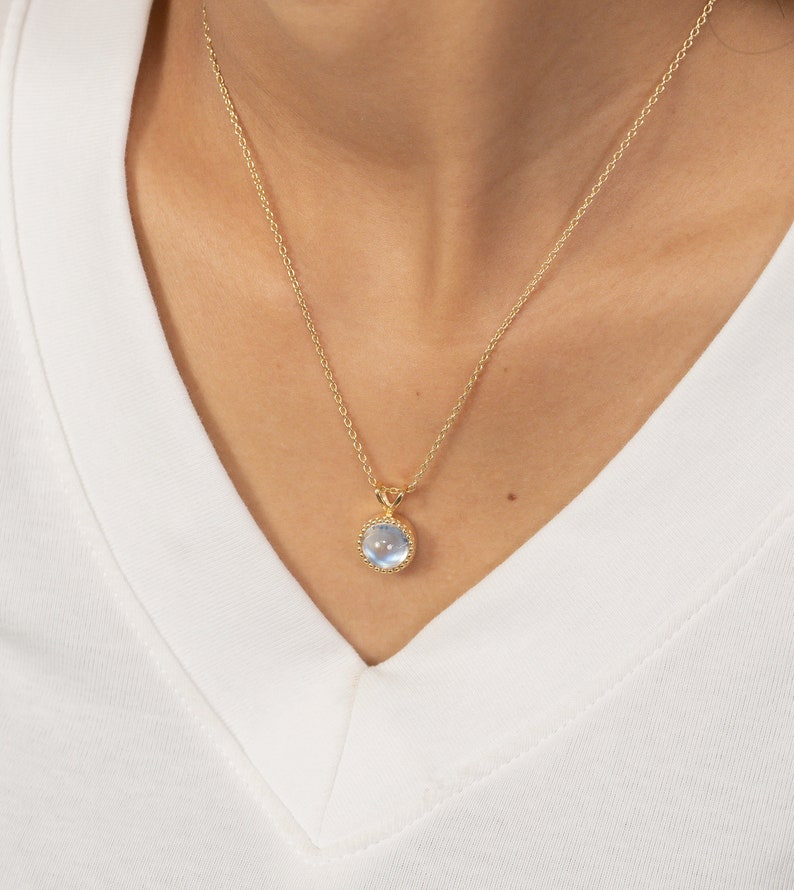 3.0 CT Moonstone Necklace, June Birthstone Necklace Gift for Women, Layering Necklace, Bridal Jewelry image 3