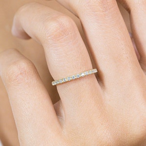 Diamant Ehering, 14K Solid Gold Ehering, Diamant voller Eternity Bandring, Jubiläumsband, stapelbarer Ring für Frauen