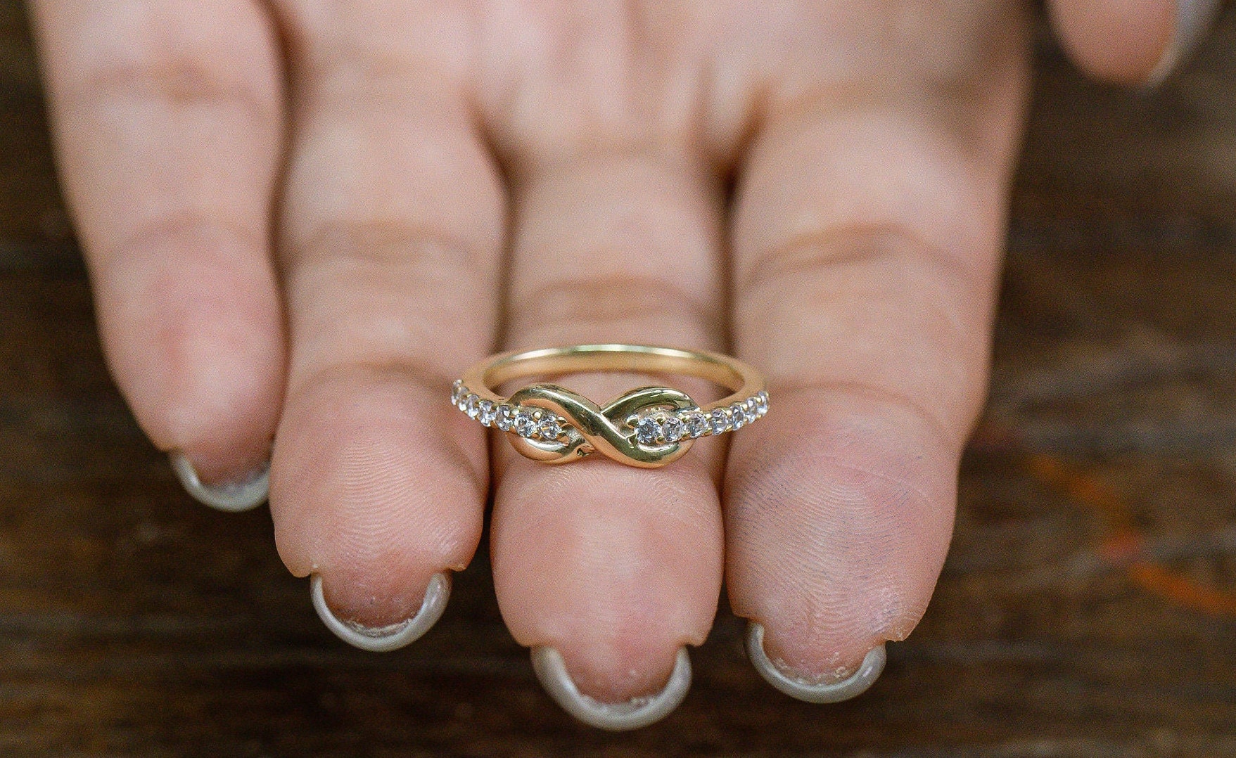 Infinity Ring Gold With Diamonds 14K Gold Plated Infinity Ring