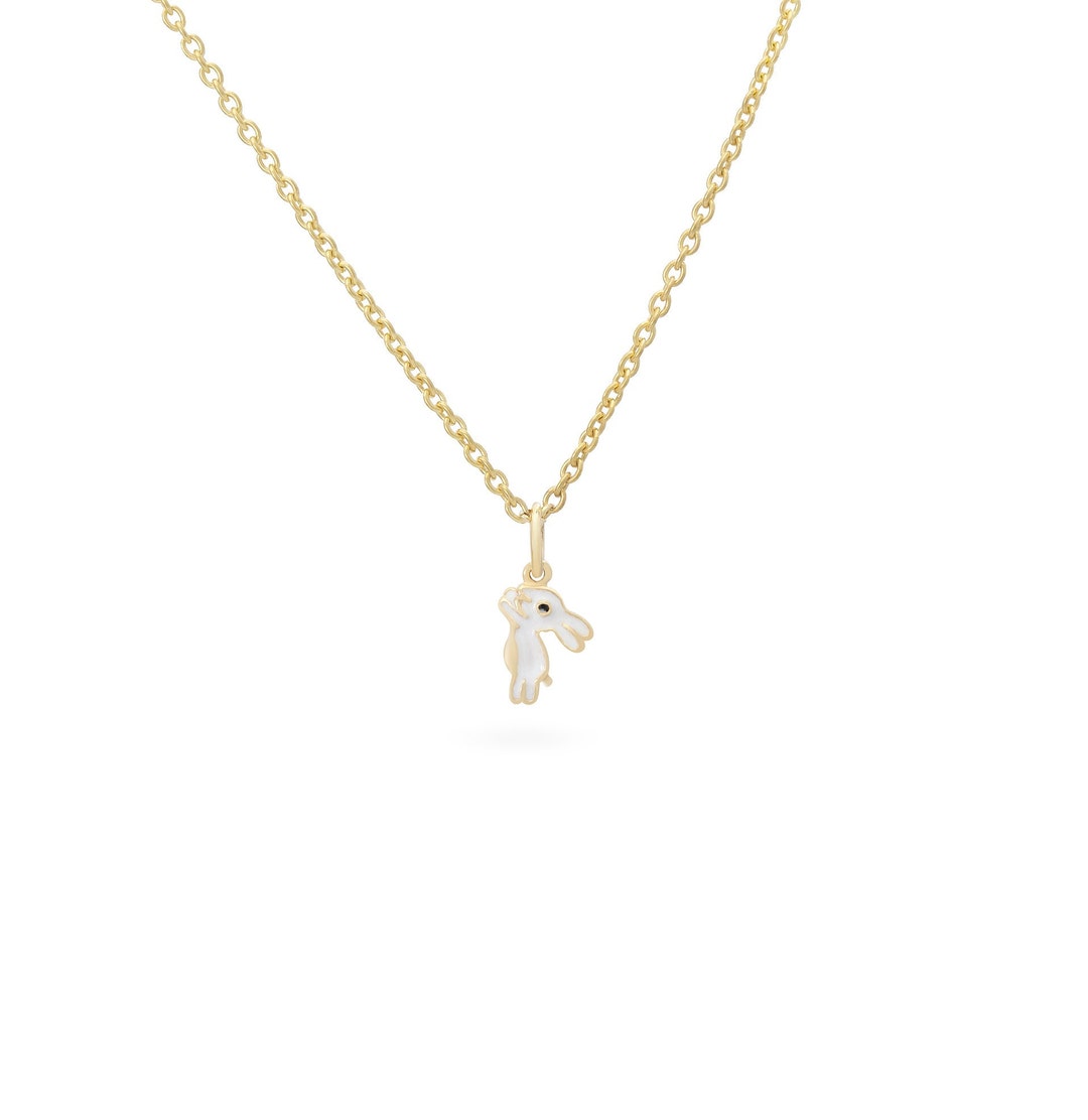 14k Solid Gold Rabbit Pendant Necklace: Animal Lover Gift - Etsy