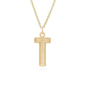 T Initial Necklace, 14k Solid Gold Letter Necklace, Customized Necklace, Alphabet Necklace, Dainty Charm Necklace, Anniversary Gifts
