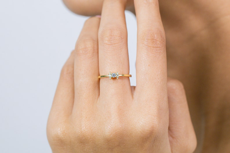 Diamond Engagement Ring, 14k Solid Gold Diamond Wedding Ring, Diamond Promise Ring, Anniversary Ring image 2