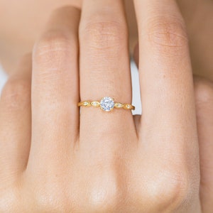 Diamond Engagement Ring, April Birthstone Ring, Diamond Anniversary Ring, 14k Gold Unique Promise Ring, Wedding Ring image 4