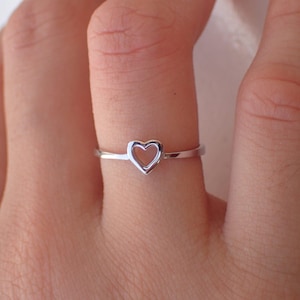 Open Heart Ring - 14K Solid Gold Dainty Promise Ring, Eternal Ring, Gold Heart Ring Gift for Women
