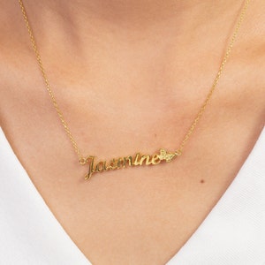 Jasmine Name Necklace, Personalized Name Necklace, Custom Name Jewelry, Name Necklace for Women, Layering necklace image 2