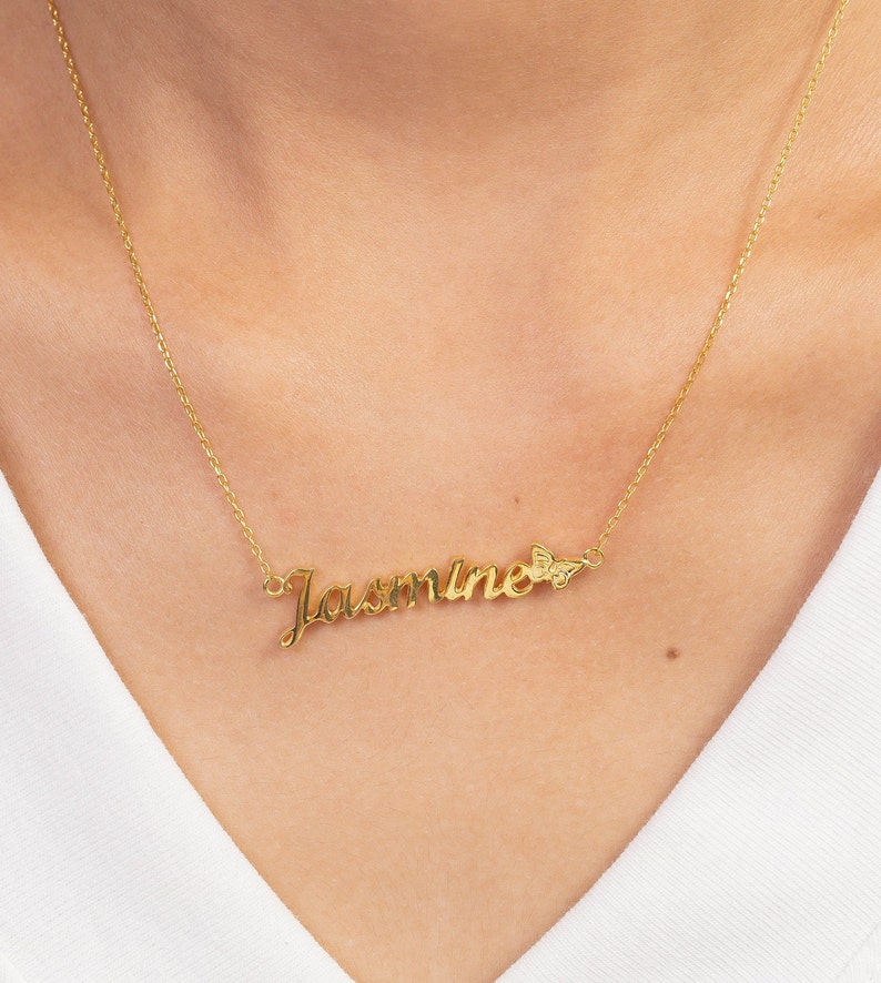 Jasmine Name Necklace, Personalized Name Necklace, Custom Name Jewelry, Name Necklace for Women, Layering necklace image 2