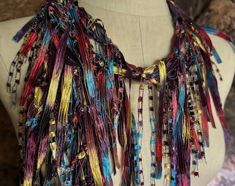 Western Color Ribbon Scarf Necklace, Artistic Fashion Accessories, Classy New Scarf, Festival Accessories, Retro Scarf