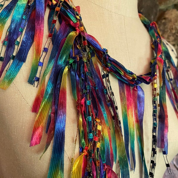 Rainbow scarf, Multicolor scarf, Fashion scarf, Unique gifts for women who have everything, Scarf necklace, Festival accessories,