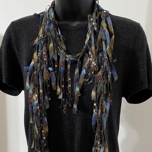 Elegant scarf for women, Dress scarf, Elegant accessories, Earth tone accessories, Scarf necklace, Cowboy scarf, Best gift for mom under 30 image 7