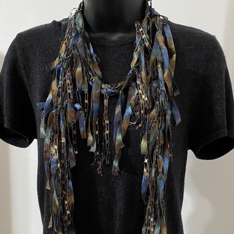 Elegant scarf for women, Dress scarf, Elegant accessories, Earth tone accessories, Scarf necklace, Cowboy scarf, Best gift for mom under 30 image 7