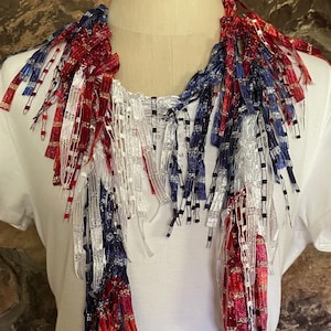 USA scarf for women, Patriotic scarf, Red white and blue scarf, Americana gift, Patriotic accessories, 4th of July accessories, Memorial Day