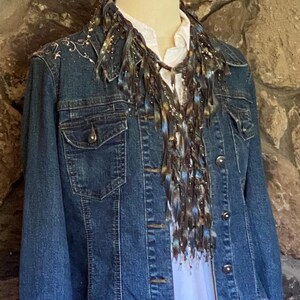 Elegant scarf for women, Dress scarf, Elegant accessories, Earth tone accessories, Scarf necklace, Cowboy scarf, Best gift for mom under 30 image 6