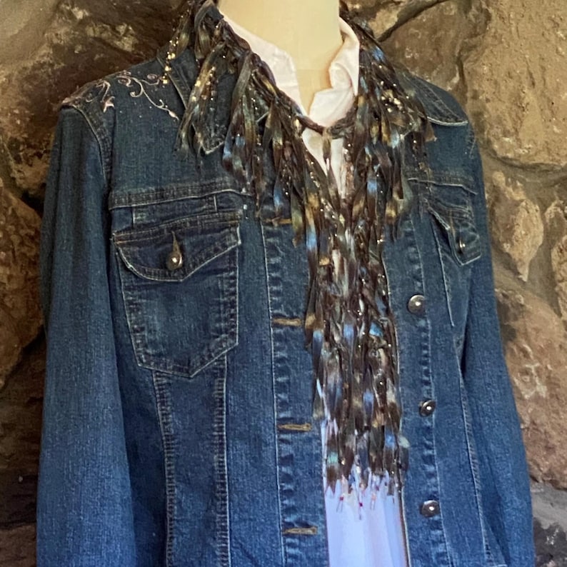 Elegant scarf for women, Dress scarf, Elegant accessories, Earth tone accessories, Scarf necklace, Cowboy scarf, Best gift for mom under 30 image 6
