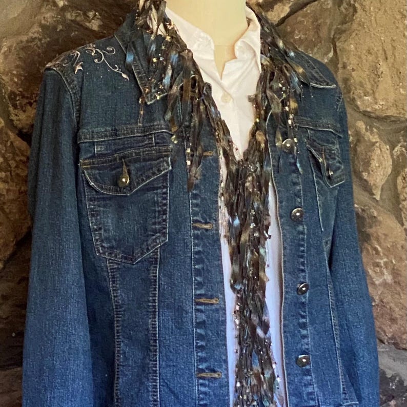 Elegant scarf for women, Dress scarf, Elegant accessories, Earth tone accessories, Scarf necklace, Cowboy scarf, Best gift for mom under 30 image 8