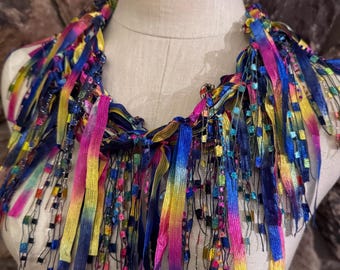 Multicolor Scarf for Women, Ribbon Scarf Necklace, Creative hatband, Funky gear