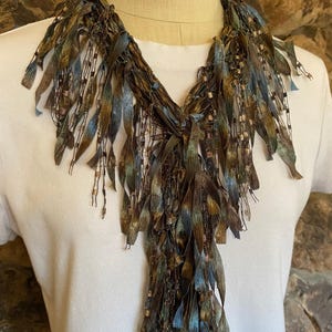 Elegant scarf for women, Dress scarf, Elegant accessories, Earth tone accessories, Scarf necklace, Cowboy scarf, Best gift for mom under 30 image 5