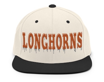 Longhorns Snapback Hat – Adjustable Flat Bill Cap with Embroidery – Fan Pride Baseball Hat