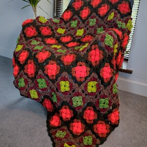 Hand made, highly textured crochet Afghan/blanket  53&quot;x 44&quot;. Recycled/ upcycled yarn. Easy care. Free p&p (UK) Ideal Birthday/Christmas Gift