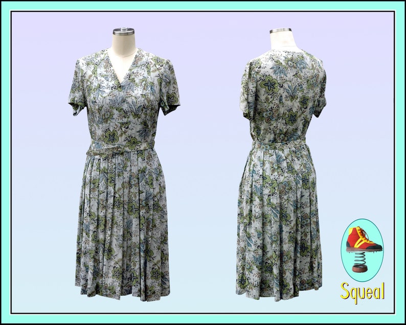 Vintage 1940s Dress Floral Rayon Dress image 1