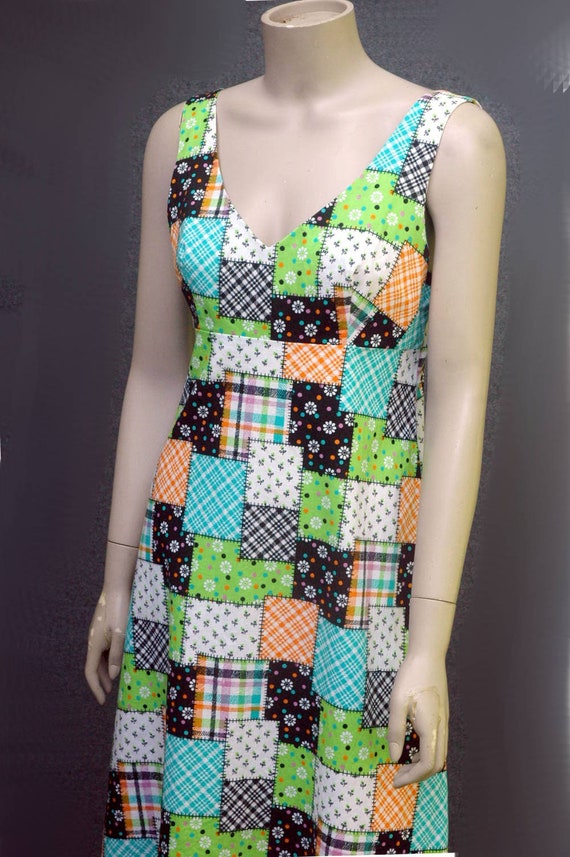 Vintage 1960s Dress Patchwork Print Sundress - image 5