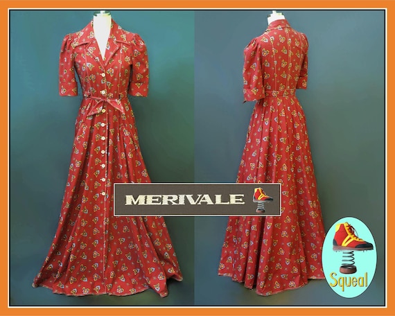 Vintage Merivale 1970s does 1940s Red Button Front