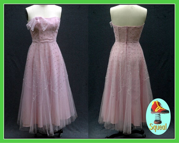 Vintage 1950s Pink Tulle Party Dress