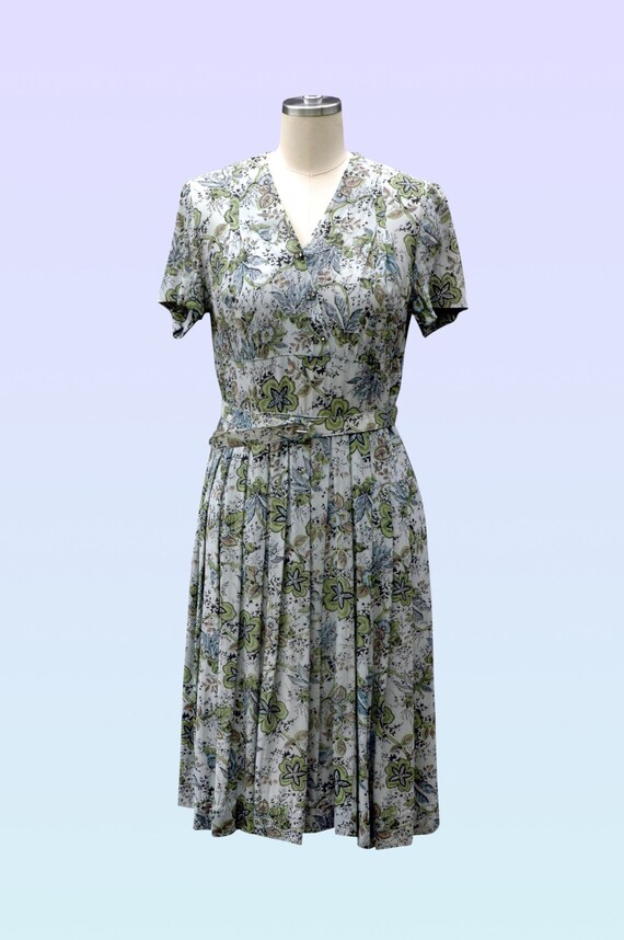 Vintage 1940s Dress Floral Rayon Dress - image 2