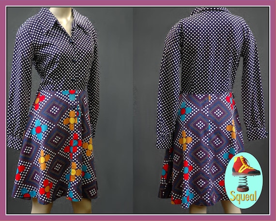 Vintage 1960s Shirt Waist Flower Power Dress