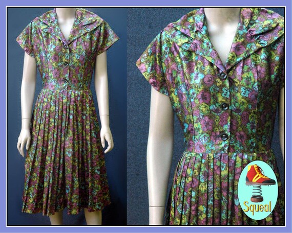 Vintage 1950s Floral Shirtwaist Dress